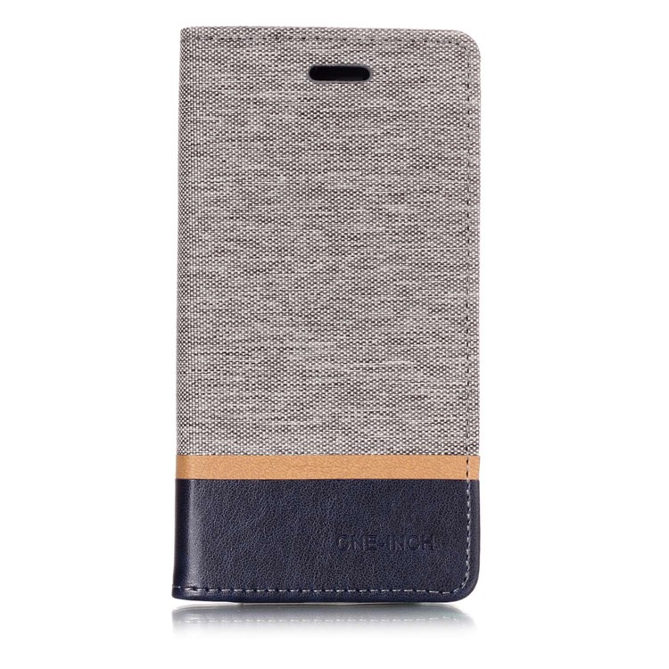 Cloth Texture Splicing PU Leather Stand Flip Case with Card Holder for Xiaomi Redmi 6A (Single 12MP Rear Camera) - Grey-1