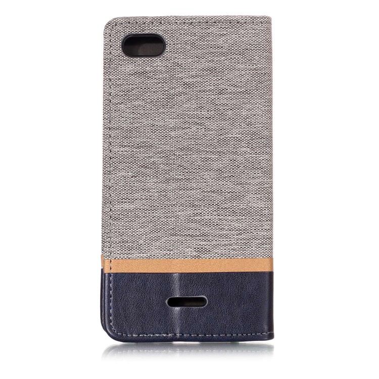 Cloth Texture Splicing PU Leather Stand Flip Case with Card Holder for Xiaomi Redmi 6A (Single 12MP Rear Camera) - Grey-2