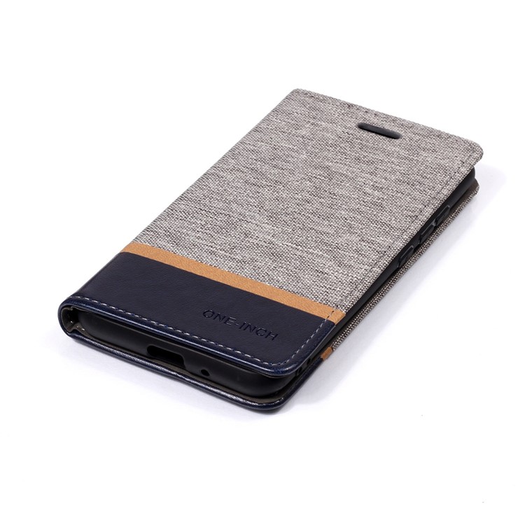Cloth Texture Splicing PU Leather Stand Flip Case with Card Holder for Xiaomi Redmi 6A (Single 12MP Rear Camera) - Grey-4