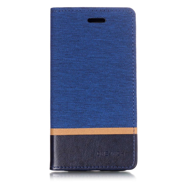 Cloth Texture Splicing PU Leather Stand Magnetic Phone Casing for Xiaomi Redmi 6A (Single 12MP Rear Camera) - Blue-1