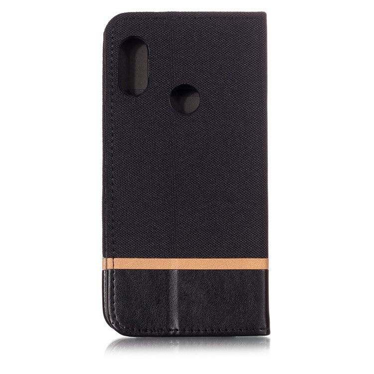Cloth Texture Splicing PU Leather Stand Case with Card Slots for Xiaomi Mi A2 Lite / Redmi 6 Pro - Black-2