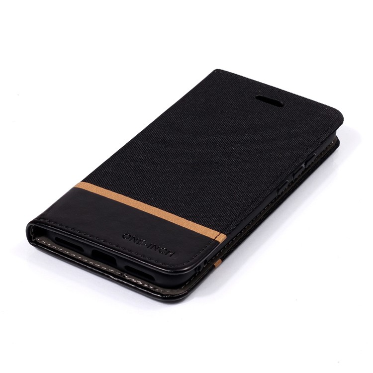 Cloth Texture Splicing PU Leather Stand Case with Card Slots for Xiaomi Mi A2 Lite / Redmi 6 Pro - Black-3