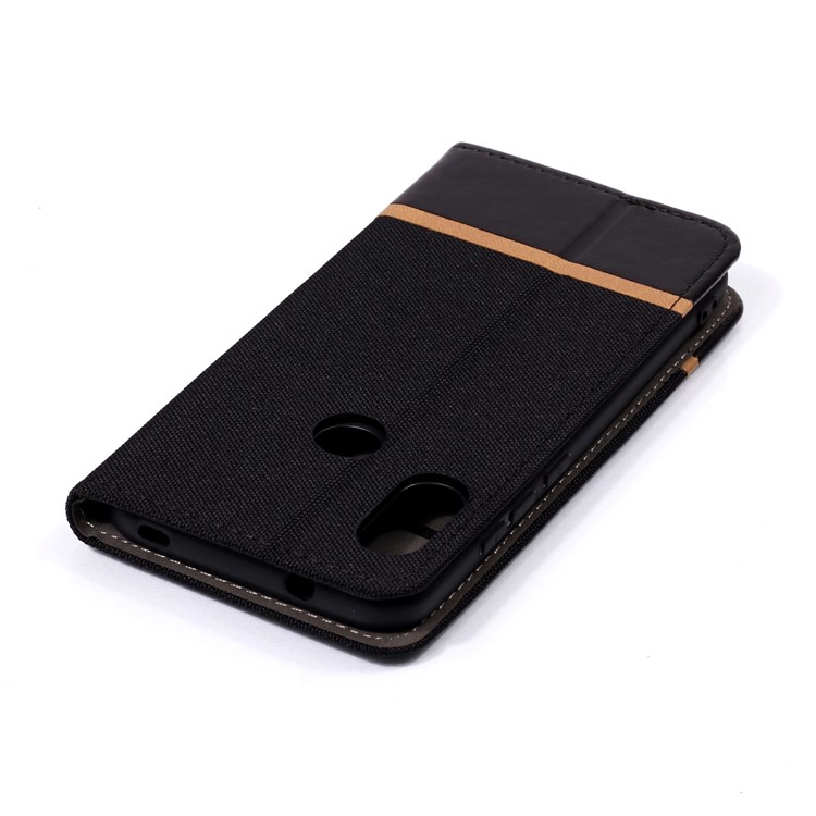 Cloth Texture Splicing PU Leather Stand Case with Card Slots for Xiaomi Mi A2 Lite / Redmi 6 Pro - Black-4