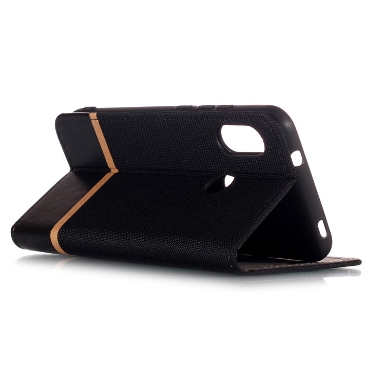 Cloth Texture Splicing PU Leather Stand Case with Card Slots for Xiaomi Mi A2 Lite / Redmi 6 Pro - Black-5
