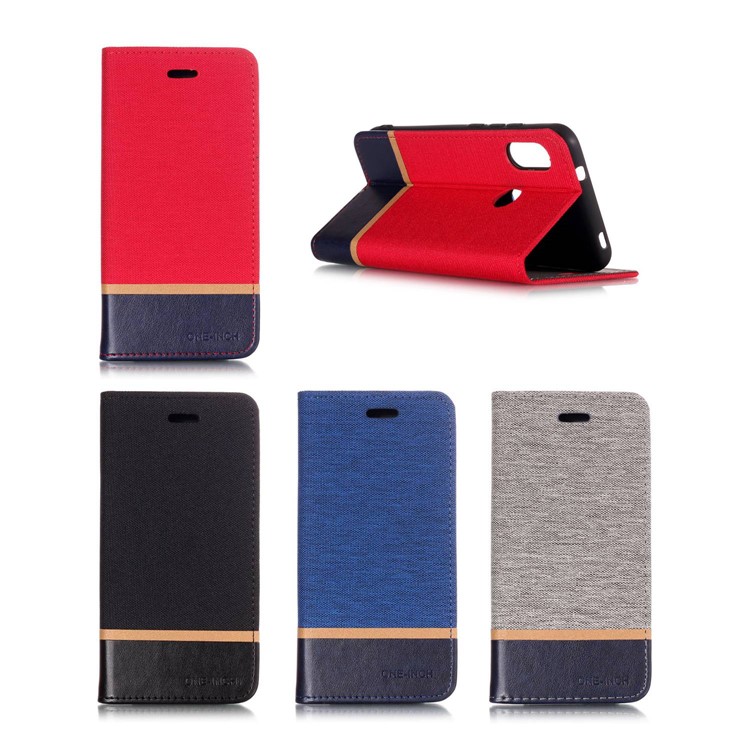 Cloth Texture Splicing PU Leather Stand Case with Card Slots for Xiaomi Mi A2 Lite / Redmi 6 Pro - Black-7