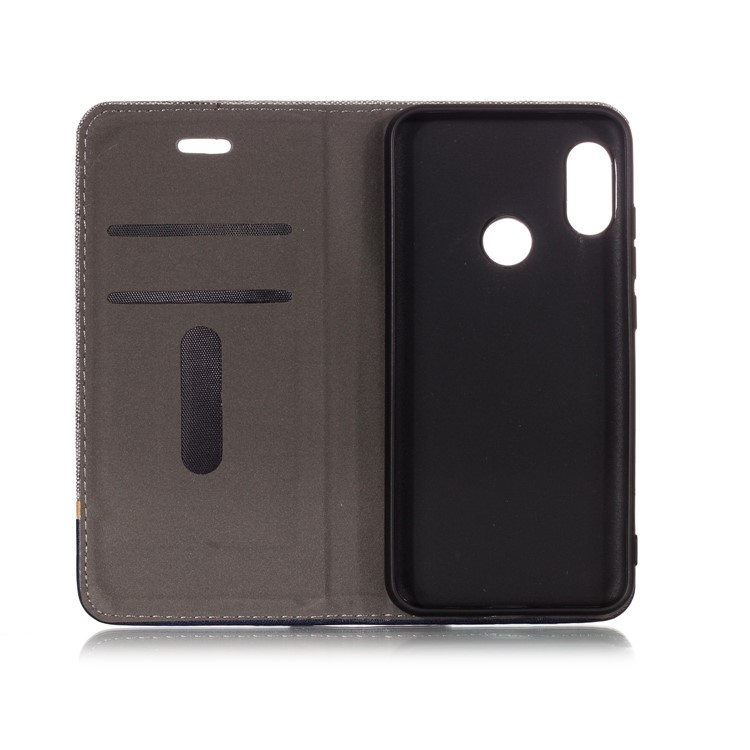 Cloth Texture Splicing PU Leather Stand Cover with Card Slots for Xiaomi Mi A2 Lite / Redmi 6 Pro - Grey-3
