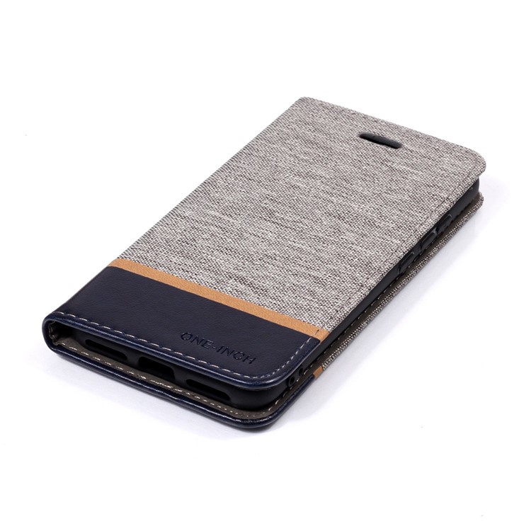 Cloth Texture Splicing PU Leather Stand Cover with Card Slots for Xiaomi Mi A2 Lite / Redmi 6 Pro - Grey-4