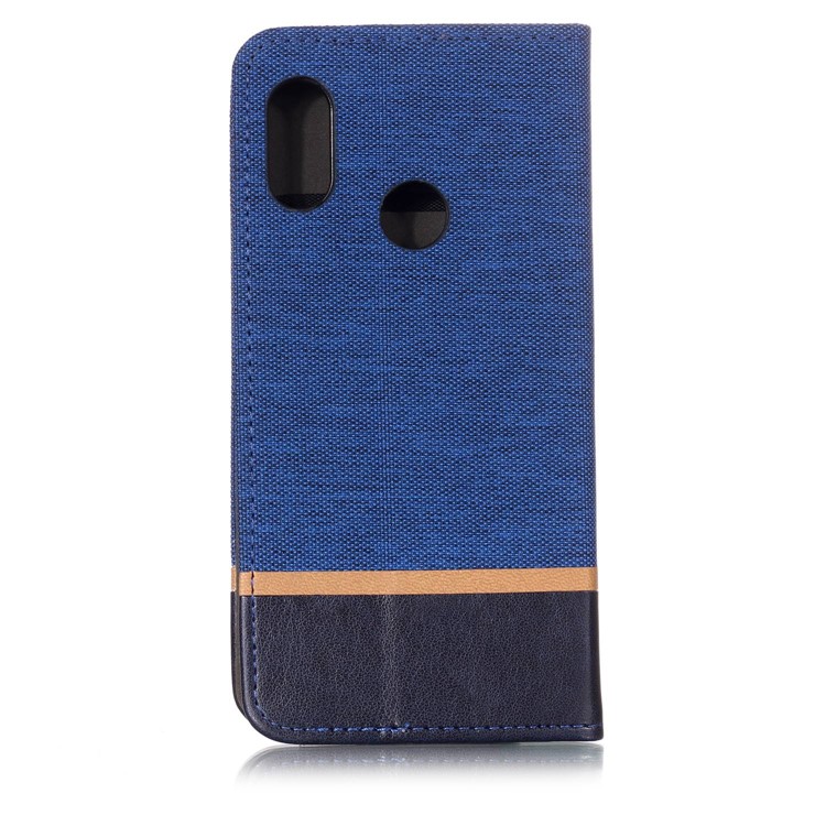 Cloth Texture Splicing PU Leather Stand Shell with Card Slots for Xiaomi Mi A2 Lite / Redmi 6 Pro - Blue-2