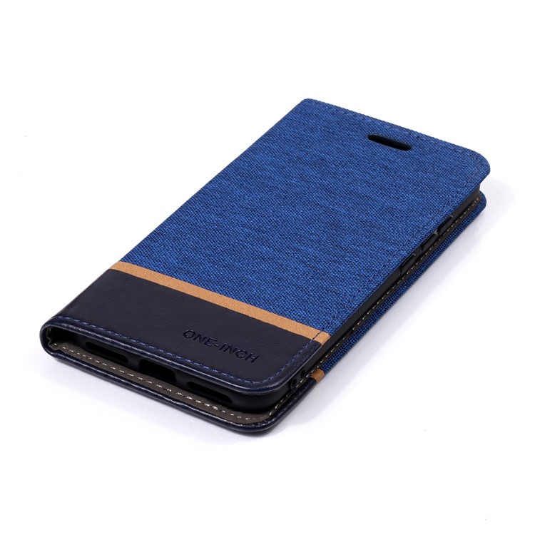 Cloth Texture Splicing PU Leather Stand Shell with Card Slots for Xiaomi Mi A2 Lite / Redmi 6 Pro - Blue-3