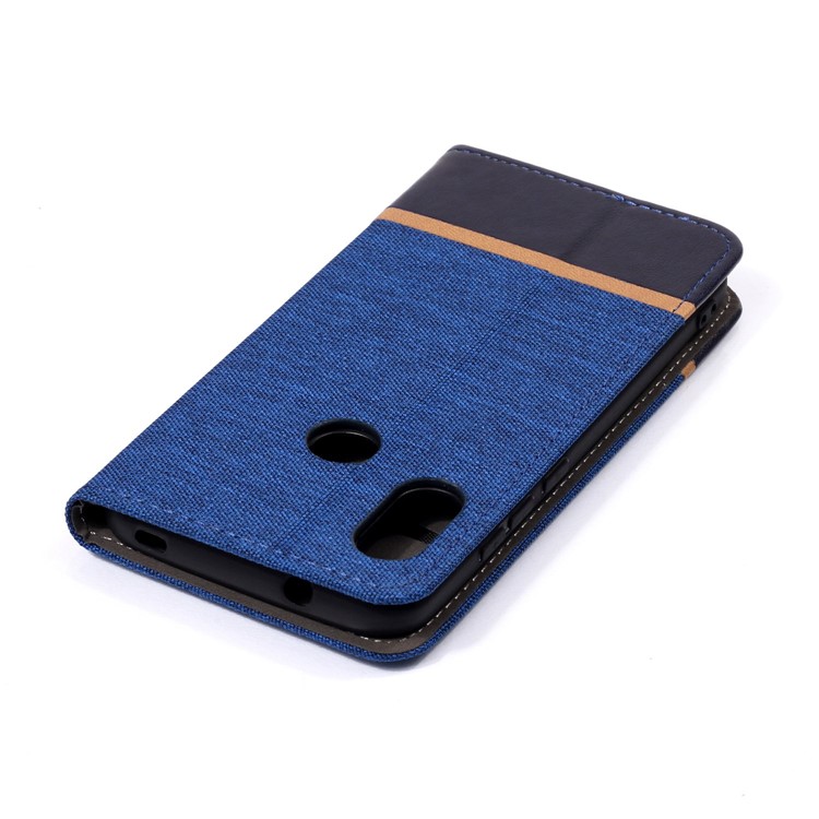 Cloth Texture Splicing PU Leather Stand Shell with Card Slots for Xiaomi Mi A2 Lite / Redmi 6 Pro - Blue-4