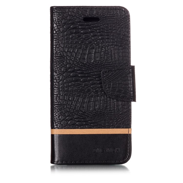 Crocodile Texture Splicing PU Leather Wallet Stand Casing for Xiaomi Mi A2 Lite / Redmi 6 Pro - Black-1