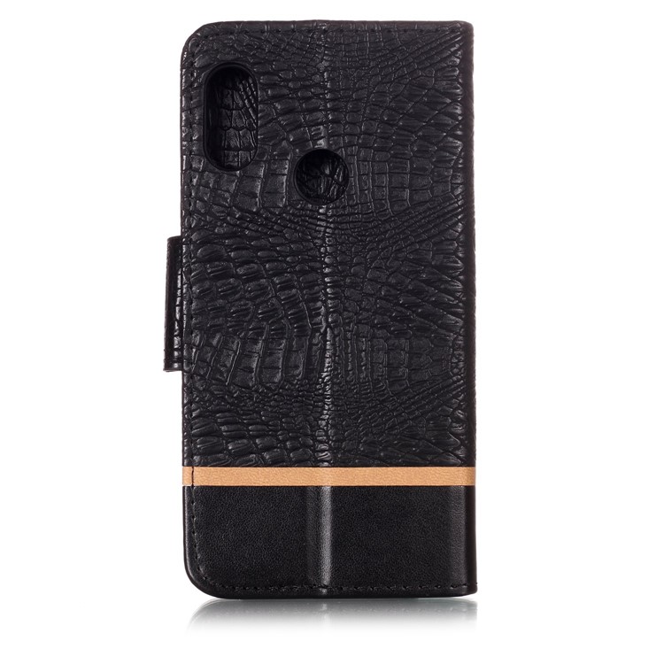 Crocodile Texture Splicing PU Leather Wallet Stand Casing for Xiaomi Mi A2 Lite / Redmi 6 Pro - Black-2