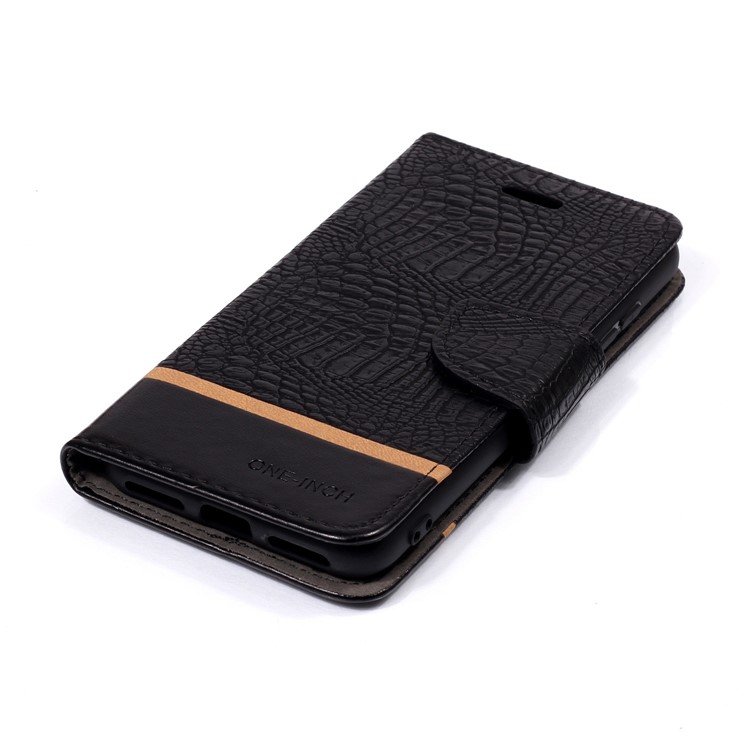 Crocodile Texture Splicing PU Leather Wallet Stand Casing for Xiaomi Mi A2 Lite / Redmi 6 Pro - Black-4