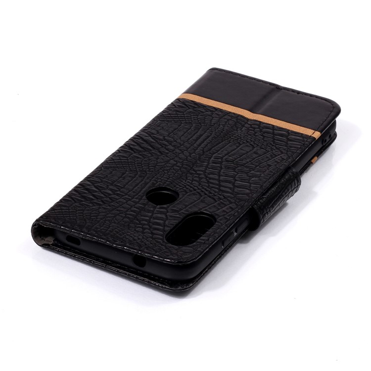 Crocodile Texture Splicing PU Leather Wallet Stand Casing for Xiaomi Mi A2 Lite / Redmi 6 Pro - Black-5