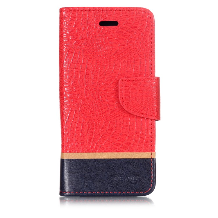 Crocodile Texture Splicing PU Leather Wallet Flip Cover for Xiaomi Mi A2 Lite / Redmi 6 Pro - Red-1