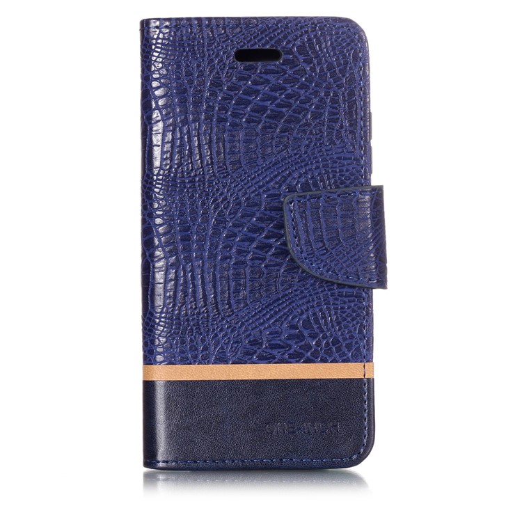 Crocodile Texture Splicing PU Leather Wallet Mobile Shell for Xiaomi Mi A2 Lite / Redmi 6 Pro - Blue-1