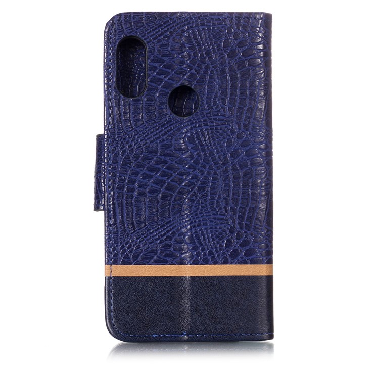 Crocodile Texture Splicing PU Leather Wallet Mobile Shell for Xiaomi Mi A2 Lite / Redmi 6 Pro - Blue-2