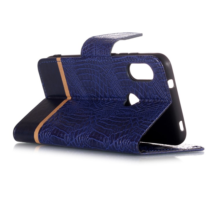 Crocodile Texture Splicing PU Leather Wallet Mobile Shell for Xiaomi Mi A2 Lite / Redmi 6 Pro - Blue-6
