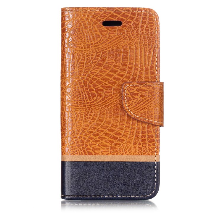 Crocodile Texture Splicing PU Leather Wallet Cell Phone Case for Xiaomi Mi A2 Lite / Redmi 6 Pro - Brown-1