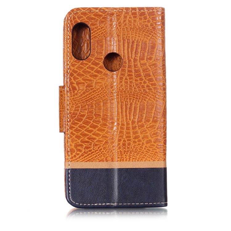 Crocodile Texture Splicing PU Leather Wallet Cell Phone Case for Xiaomi Mi A2 Lite / Redmi 6 Pro - Brown-2