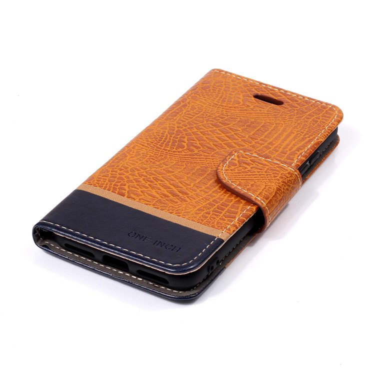 Crocodile Texture Splicing PU Leather Wallet Cell Phone Case for Xiaomi Mi A2 Lite / Redmi 6 Pro - Brown-4