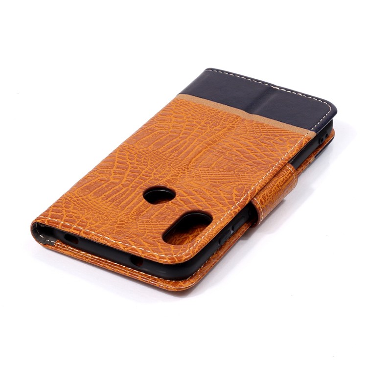 Crocodile Texture Splicing PU Leather Wallet Cell Phone Case for Xiaomi Mi A2 Lite / Redmi 6 Pro - Brown-5