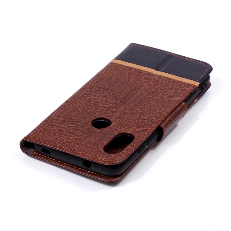 Crocodile Texture Splicing PU Leather Wallet Protective Case for Xiaomi Mi A2 Lite / Redmi 6 Pro - Coffee-5