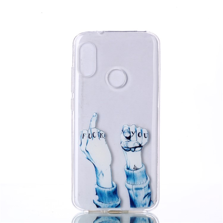 Pattern Printing TPU Soft Case for Xiaomi Mi A2 Lite / Redmi 6 Pro - FUCK Pattern-1