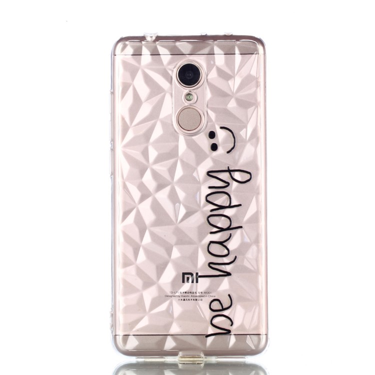 Embossed Pattern 3D Diamond Texture TPU Case for Xiaomi Redmi 5 - Be Happy-2