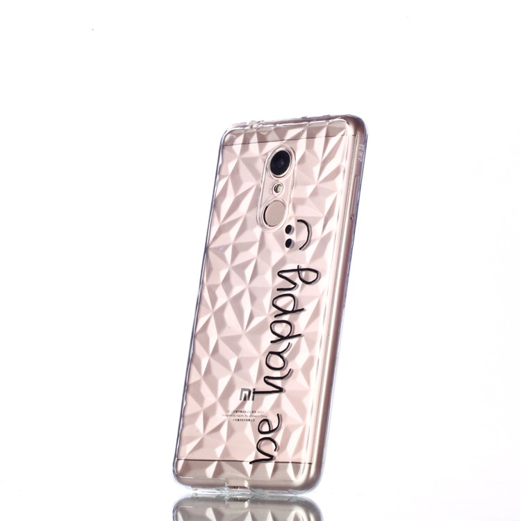 Embossed Pattern 3D Diamond Texture TPU Case for Xiaomi Redmi 5 - Be Happy-4