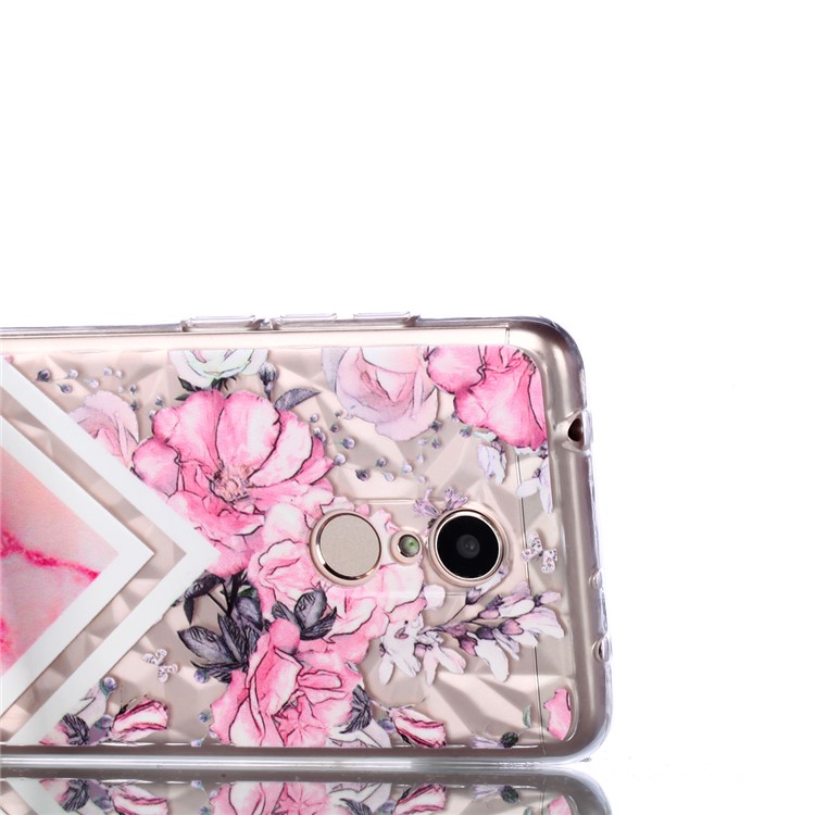 Embossed Pattern 3D Diamond Texture TPU Cover for Xiaomi Redmi 5 - Pink Flower and Marble Pattern-5