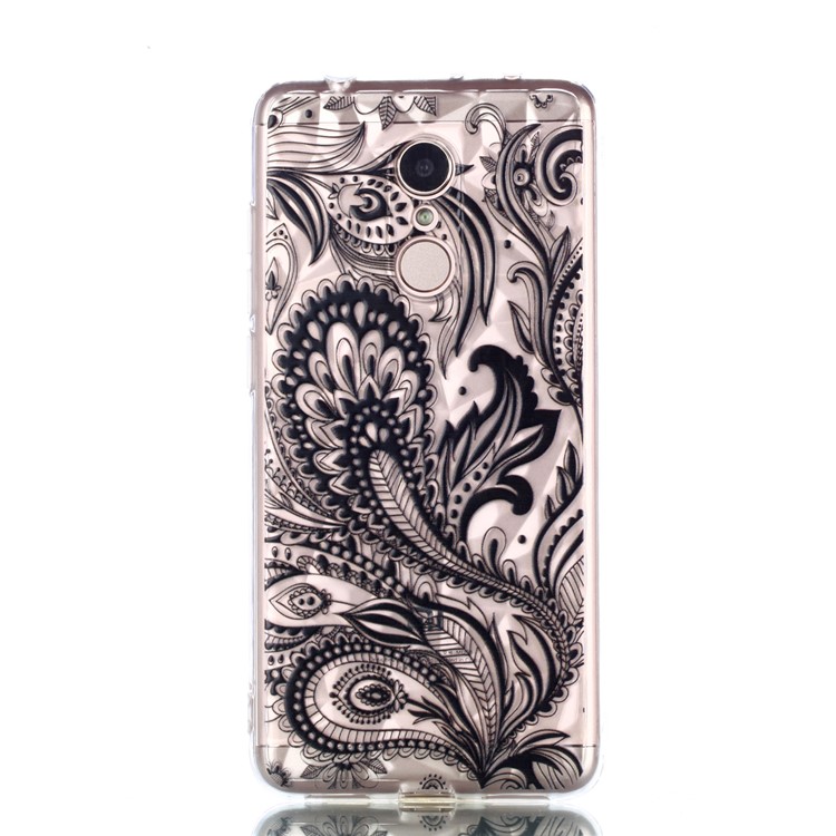 Embossed Pattern 3D Diamond Texture TPU Shell for Xiaomi Redmi 5 - Black Flower-2