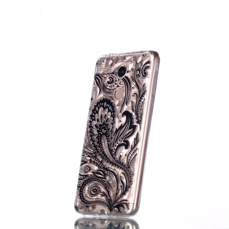 Embossed Pattern 3D Diamond Texture TPU Shell for Xiaomi Redmi 5 - Black Flower-3