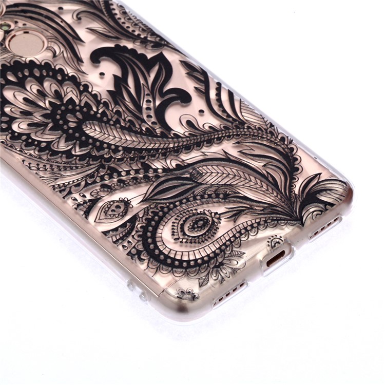 Embossed Pattern 3D Diamond Texture TPU Shell for Xiaomi Redmi 5 - Black Flower-4