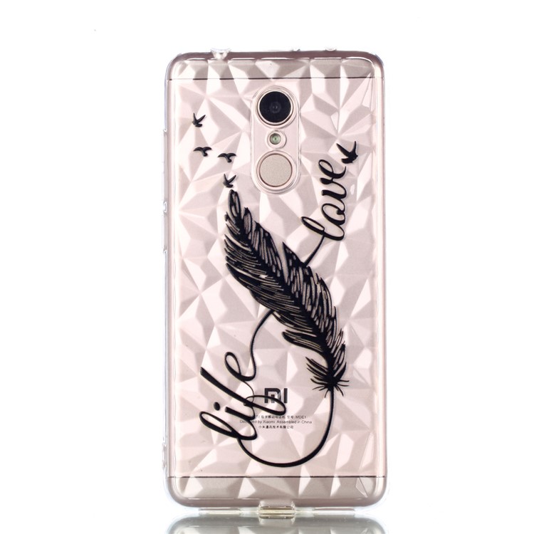 Embossed Pattern 3D Diamond Texture TPU Casing for Xiaomi Redmi 5 - Feather Pen-2