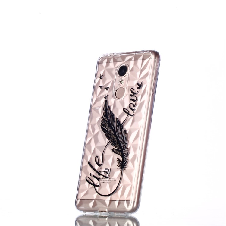 Embossed Pattern 3D Diamond Texture TPU Casing for Xiaomi Redmi 5 - Feather Pen-3