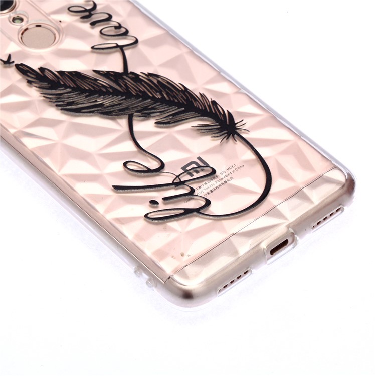 Embossed Pattern 3D Diamond Texture TPU Casing for Xiaomi Redmi 5 - Feather Pen-4