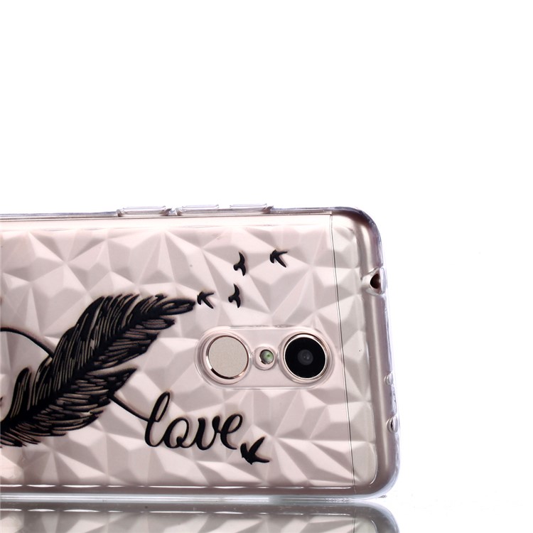 Embossed Pattern 3D Diamond Texture TPU Casing for Xiaomi Redmi 5 - Feather Pen-5