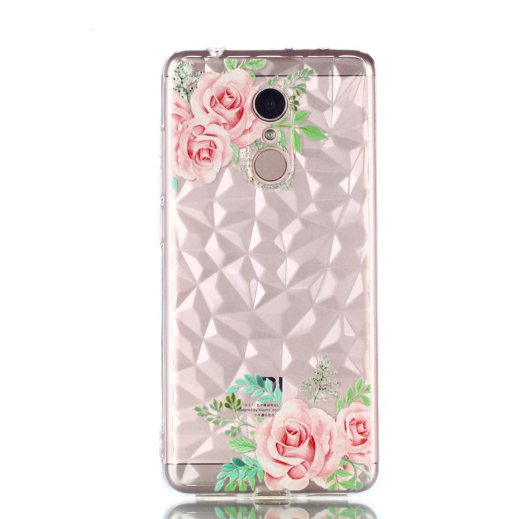 Embossed Pattern 3D Diamond Texture TPU Cell Phone Cover for Xiaomi Redmi 5 - Pink Flower-2