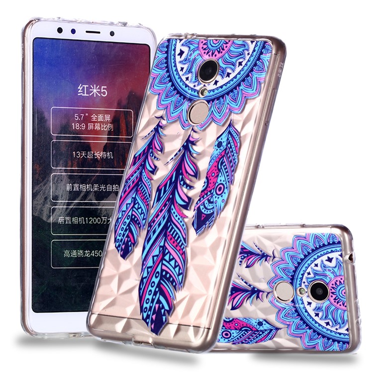 Embossed Pattern 3D Diamond Texture TPU Back Cover for Xiaomi Redmi 5 - Dream Catcher-1