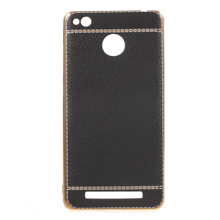 PU Leather Coated Plating TPU Cover for Xiaomi Redmi 3x - Black-1