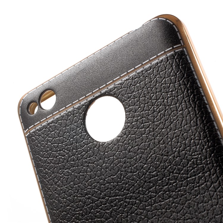 PU Leather Coated Plating TPU Cover for Xiaomi Redmi 3x - Black-5