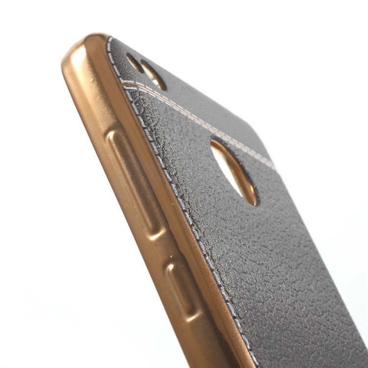 PU Leather Coated Plating TPU Cover for Xiaomi Redmi 3x - Black-6