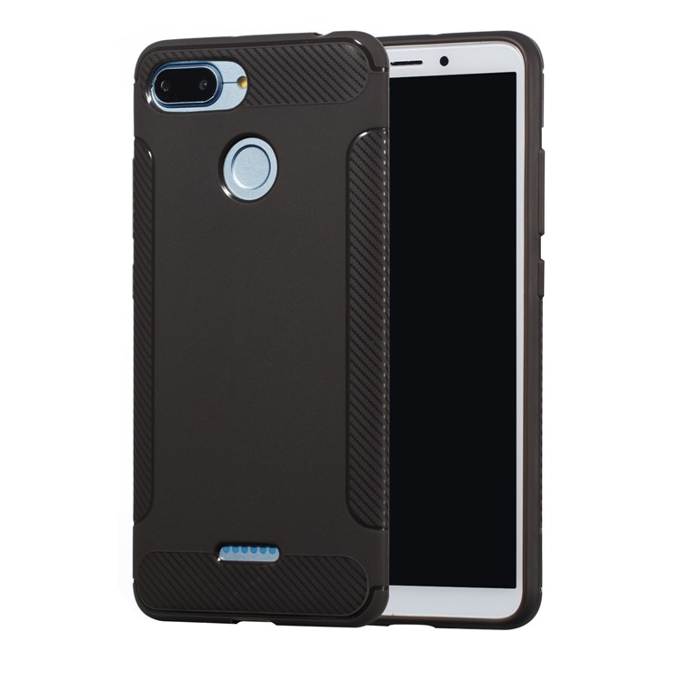 Carbon Fiber Texture Matte TPU Back Case for Xiaomi Redmi 6 (Dual Camera: 12MP+5MP) - Grey-3