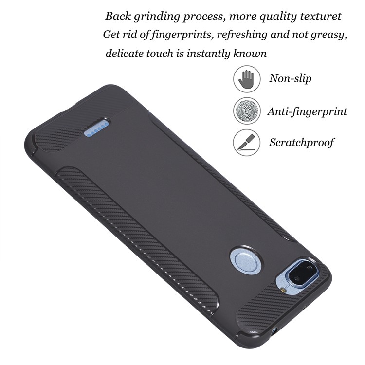 Carbon Fiber Texture Matte TPU Back Case for Xiaomi Redmi 6 (Dual Camera: 12MP+5MP) - Grey-4