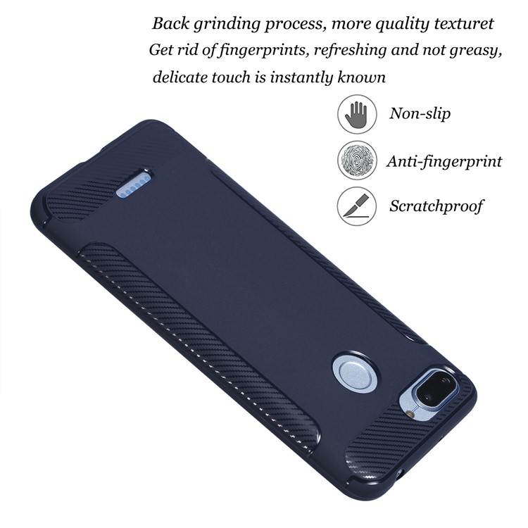 Carbon Fiber Texture Matte TPU Protection Case for Xiaomi Redmi 6 (Dual Camera: 12MP+5MP) - Dark Blue-4