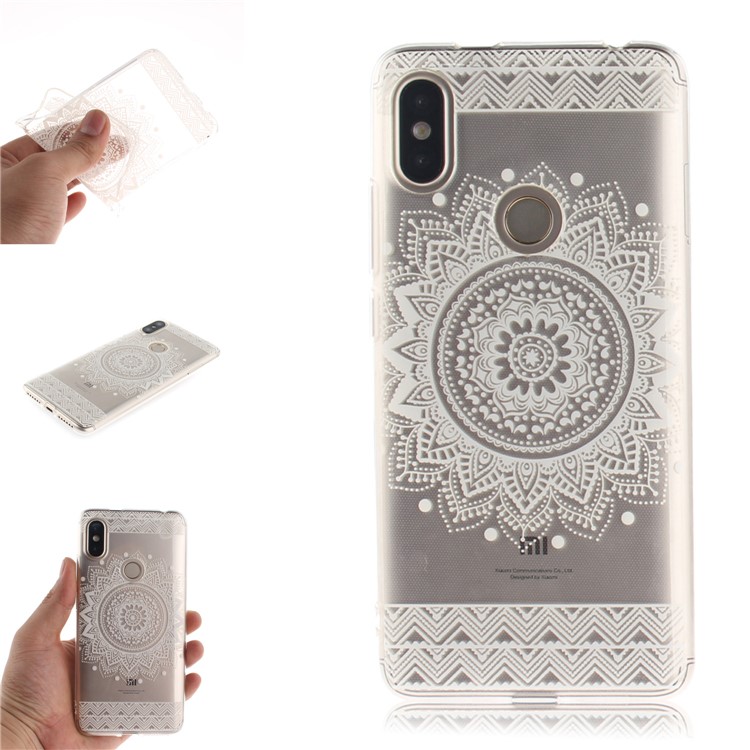 Pattern Printing IMD TPU Back Shell for Xiaomi Redmi S2 / Redmi Y2 - White Mandala-1
