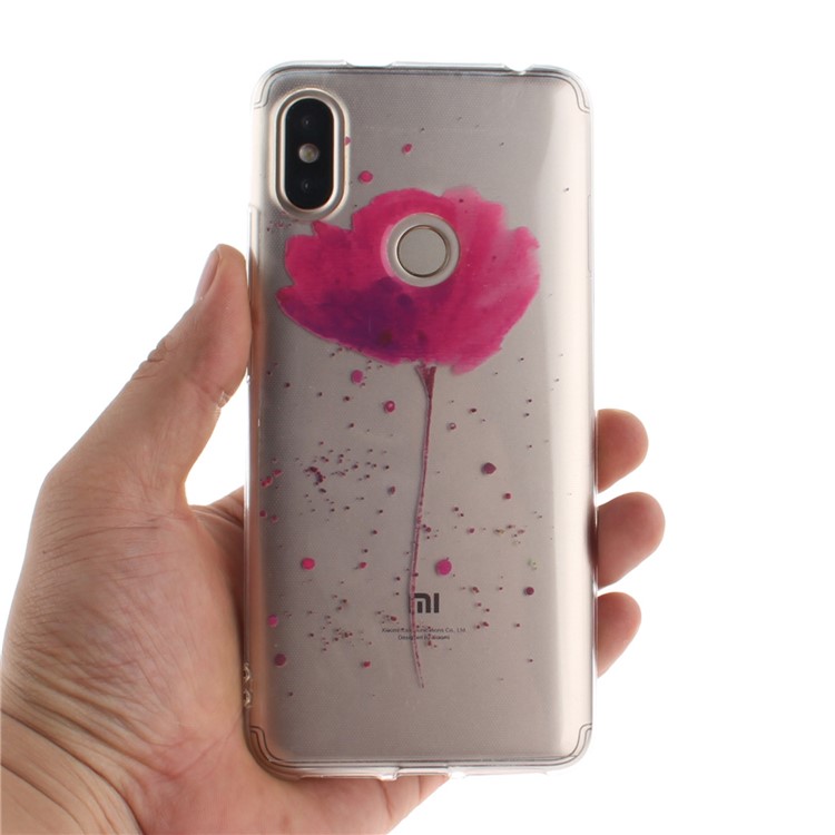 Pattern Printing IMD TPU Back Casing for Xiaomi Redmi S2 / Redmi Y2 - Red Flower-5