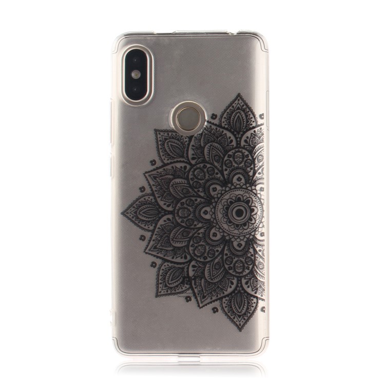 Pattern Printing IMD TPU Mobile Phone Case for Xiaomi Redmi S2 / Redmi Y2 - Black Half Flower-2