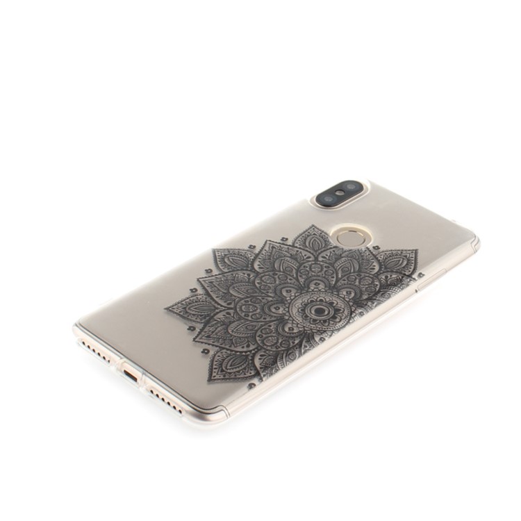Pattern Printing IMD TPU Mobile Phone Case for Xiaomi Redmi S2 / Redmi Y2 - Black Half Flower-3